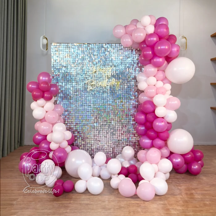 birthday Silver Sequin Pink Birthday Decoration